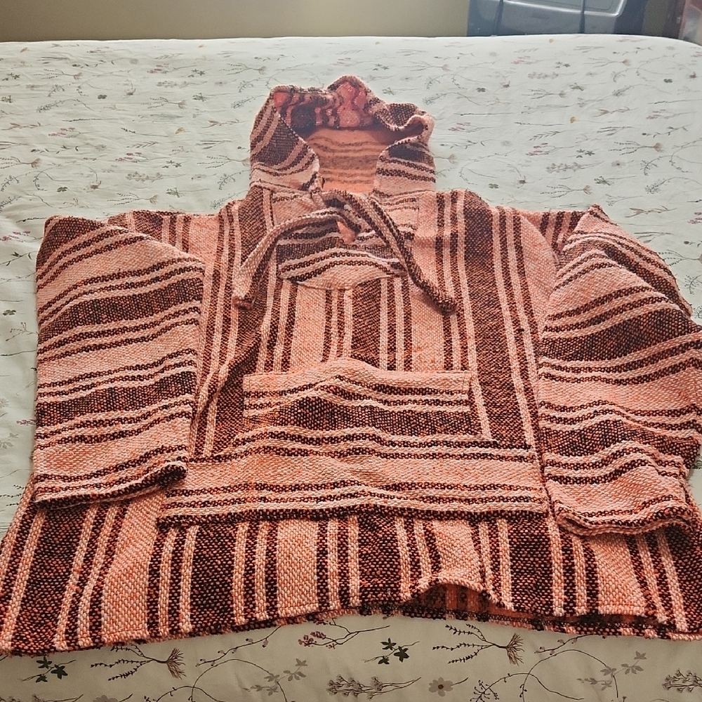 ***SALE 3 for $25*** Orange Peach White And Black Baja Size Large Unisex